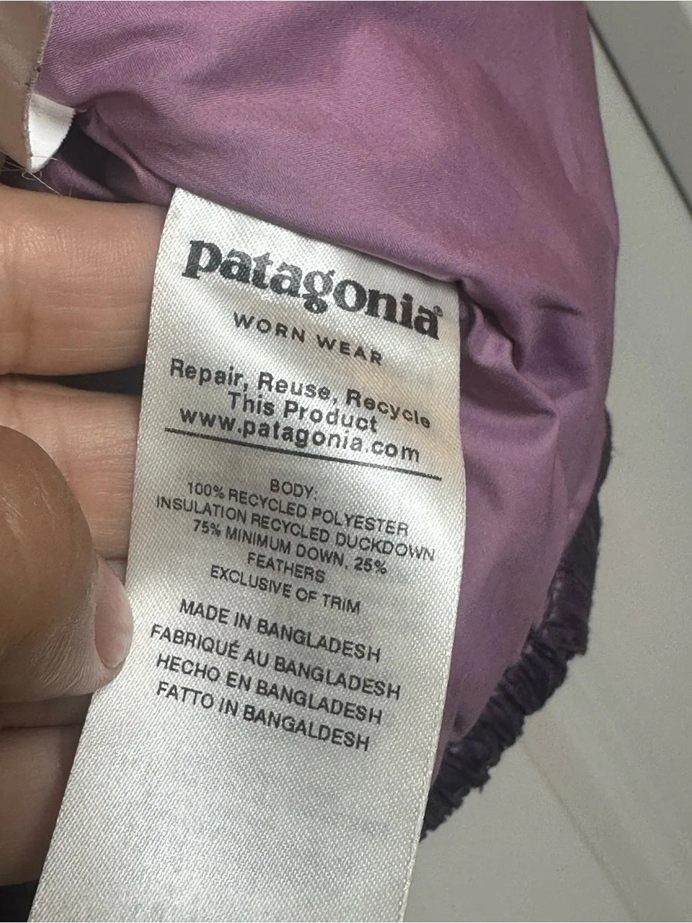 PATAGONIA Hi- Loft Down Filled Purple Hoodie Puffer Jacket, Size 3T